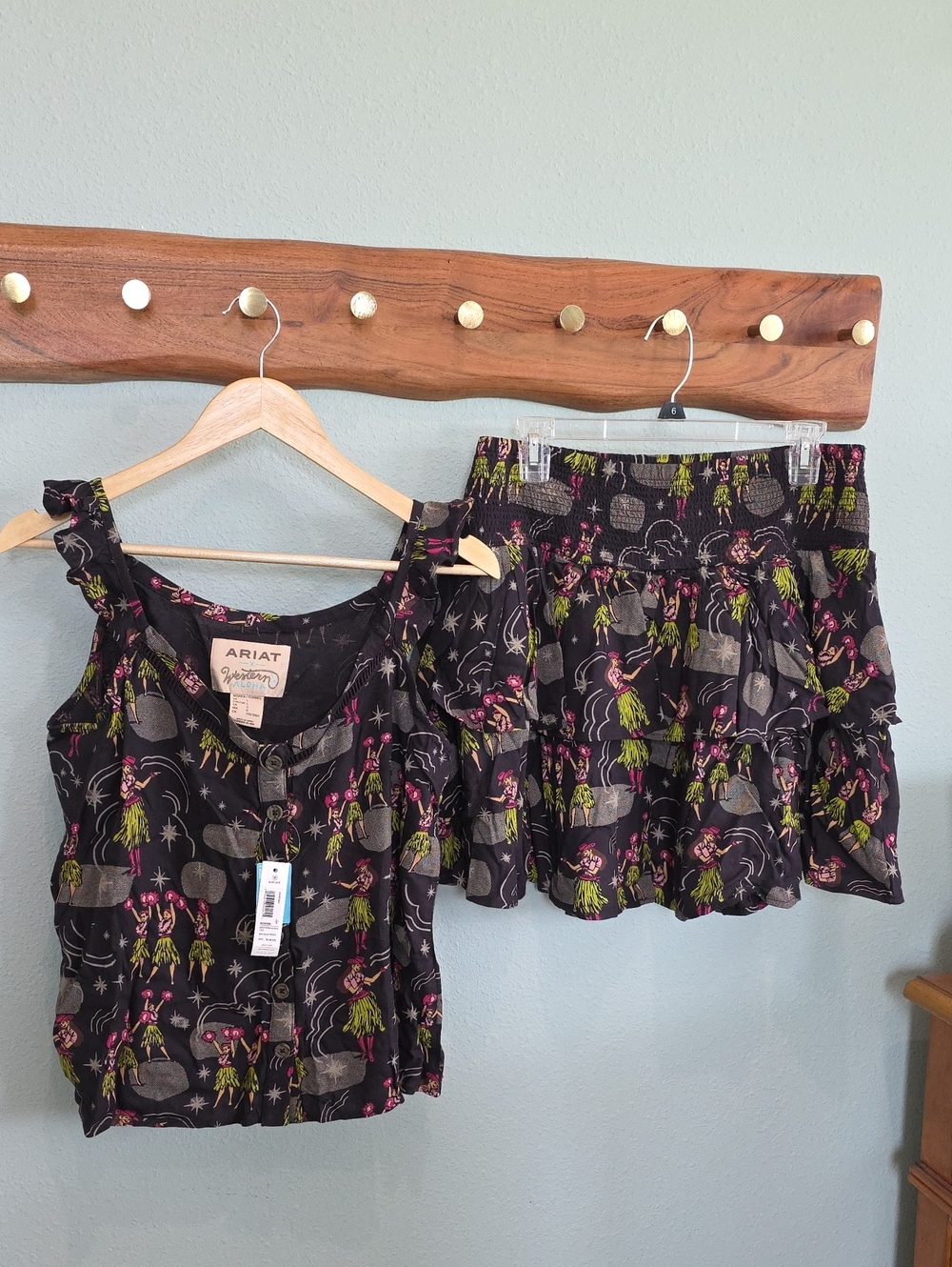 Ariat Black Floral Top And Skirt Set
